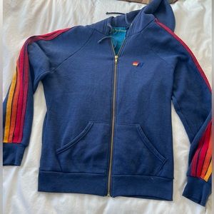 AVIATOR NATION 5 stripe zip up hoodie size small